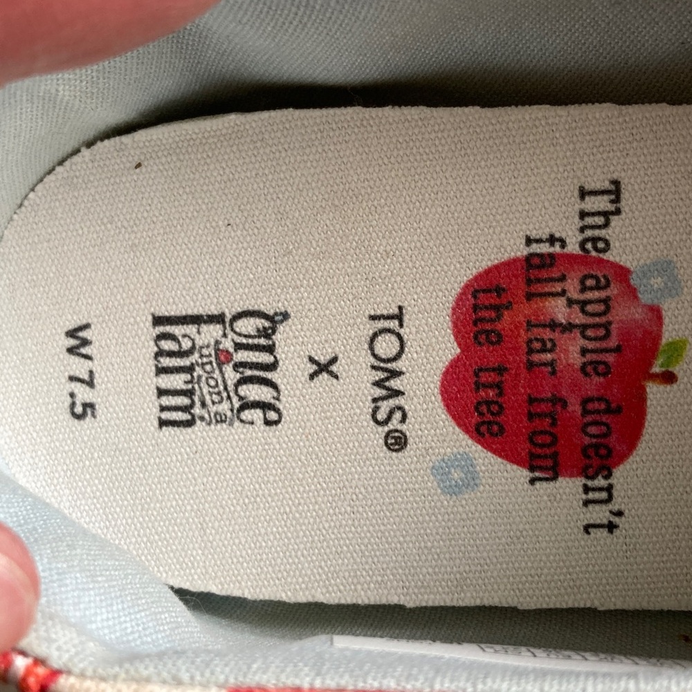Toms Canvas Slip-Ons with Red Apple Print - Picture 2 of 9